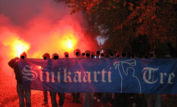 Supporters marching to the stadium.